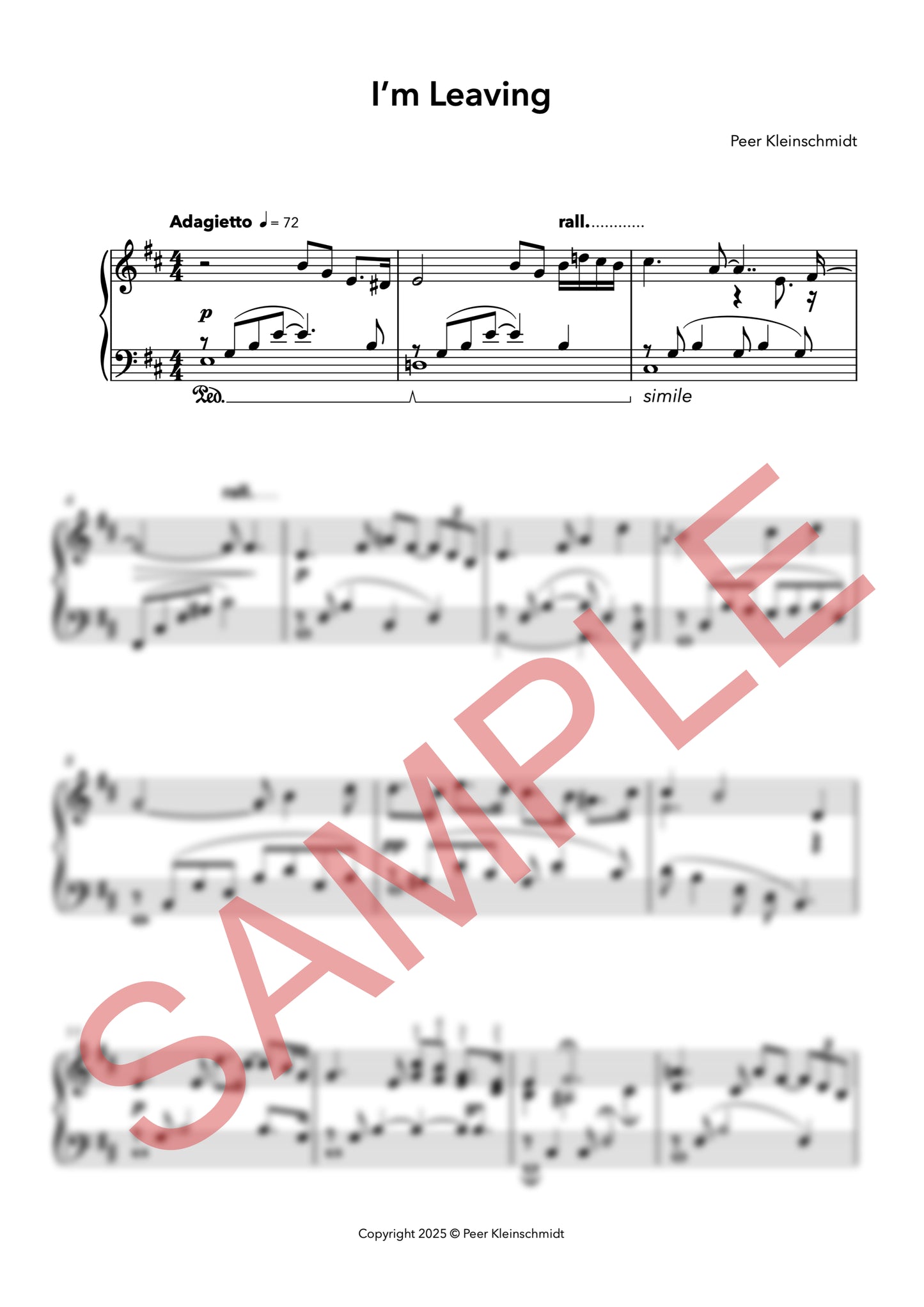 I'm Leaving - sheet music for piano