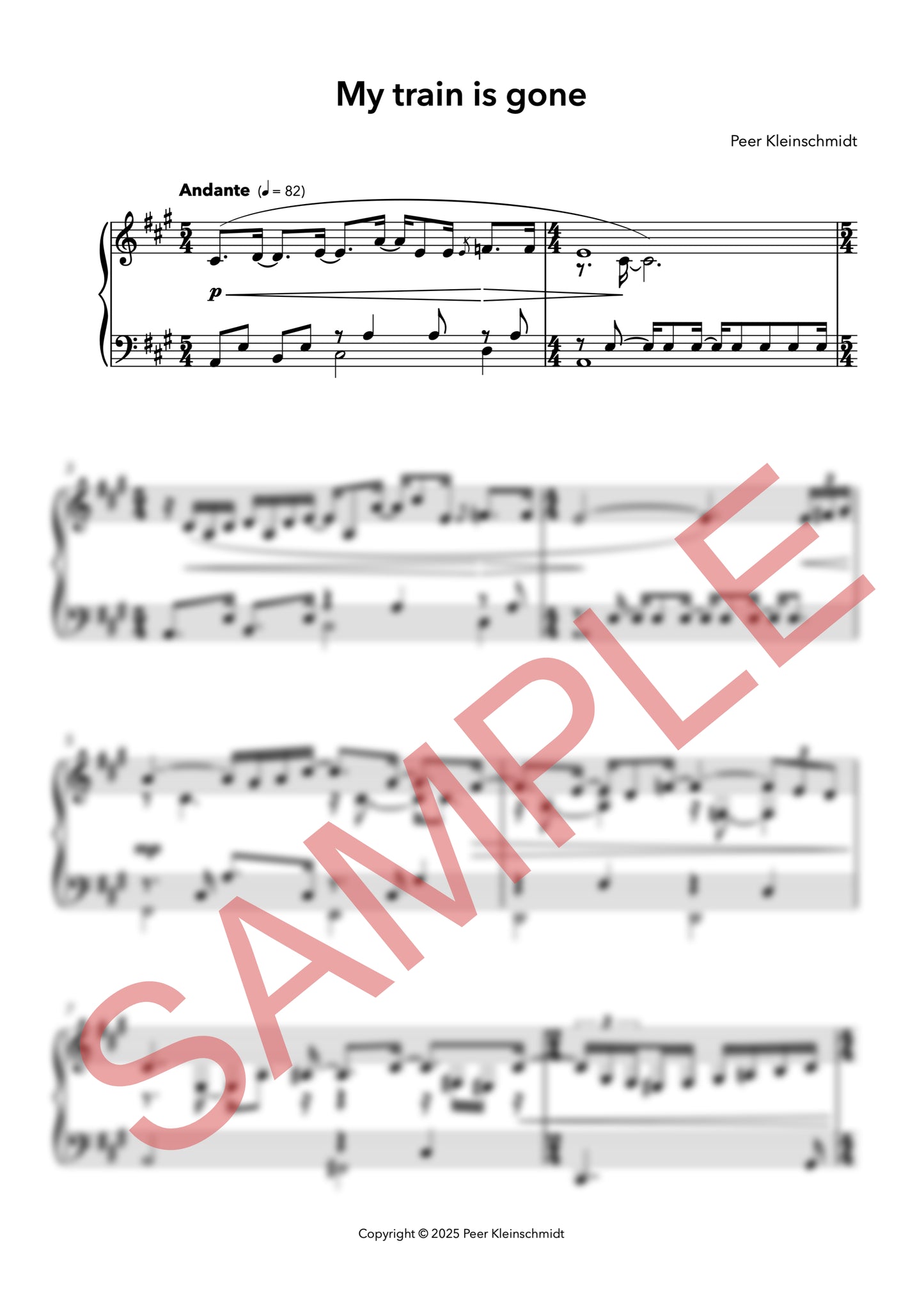 My train is gone - sheet music for piano