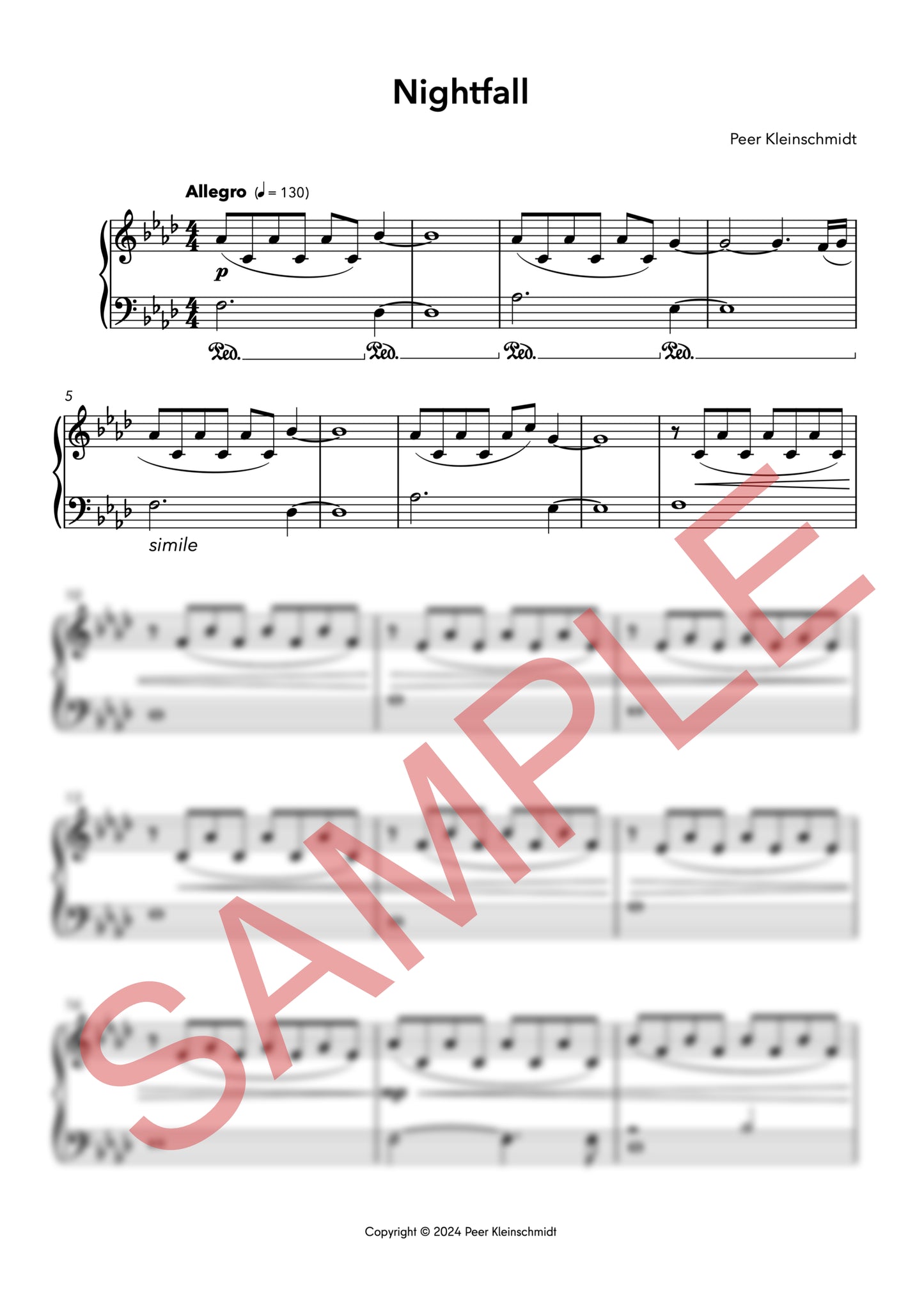 Nightfall - sheet music for piano